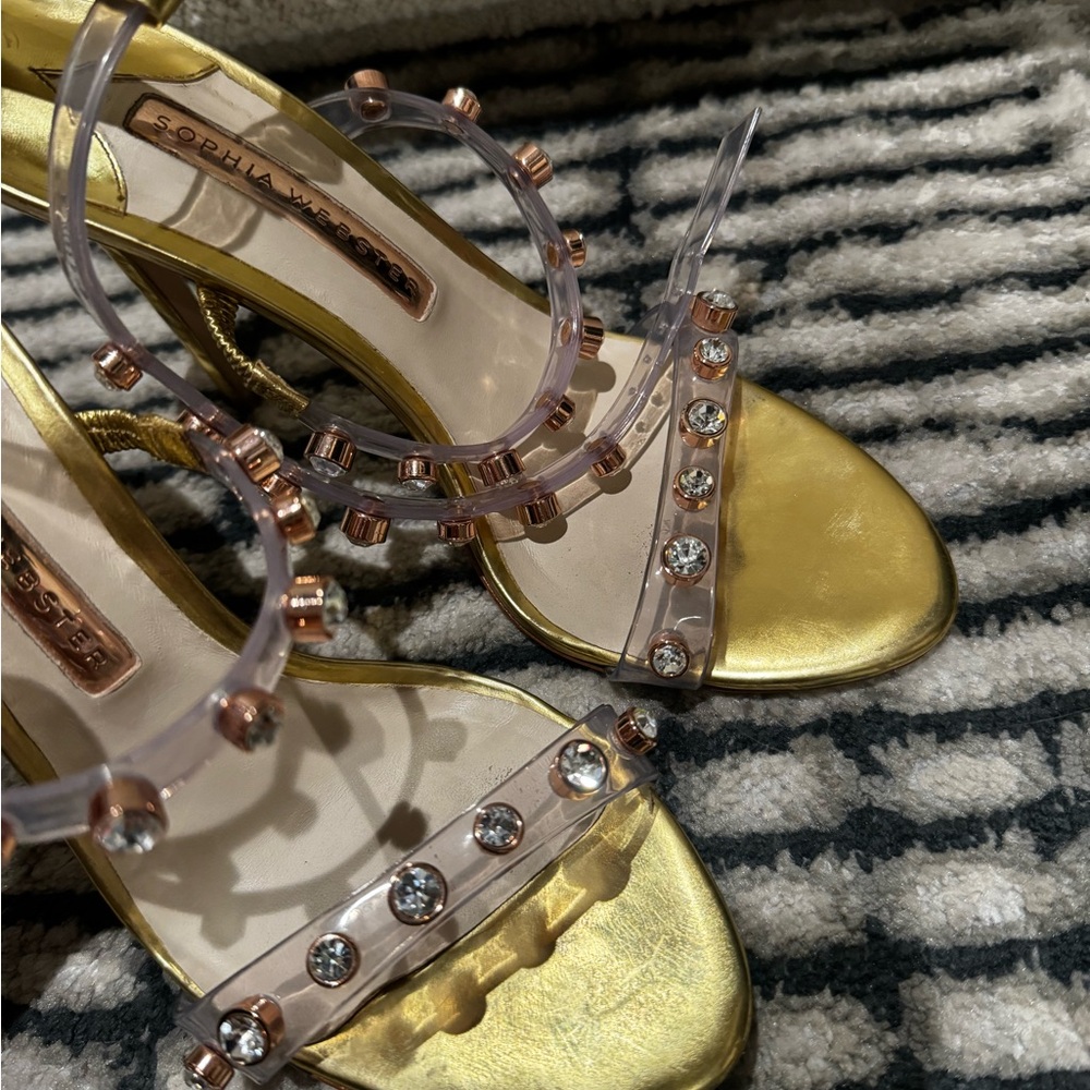 Sophia Webster gold studded high heel sandal cvc